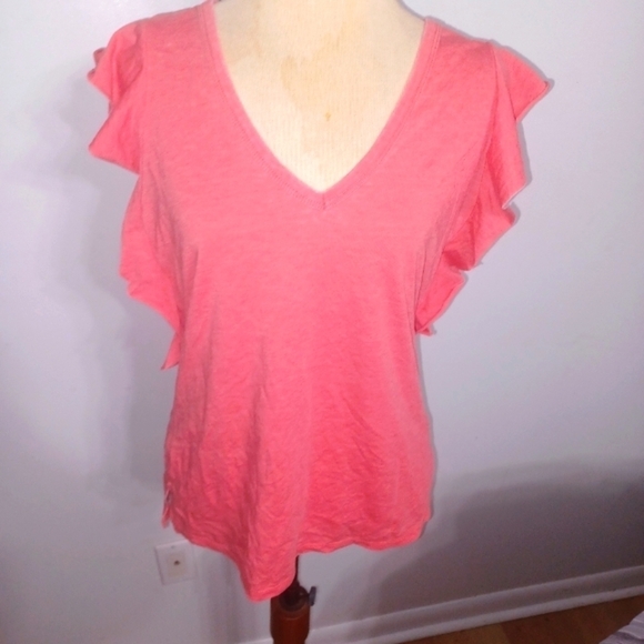 Barely Sleeve-V Neck Tee- W Sz Medium - Picture 1 of 5